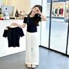 Modă de Vară pentru Fete Tricou Decoltat la Umeri cu Mânecă Scurtă Top Trendy pentru Copii Mari