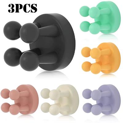 3Pcs Silicone Toothbrush Holders Hook Waterproof Self Adhesive Wall Mounted Single Hook for Hanging Key Utility Plug Holder