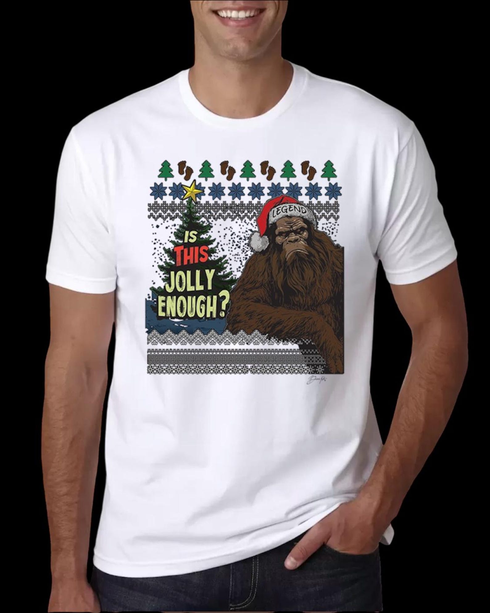 Bigfoot’s Jolly Holiday Tee – Legendary Festive Style! M