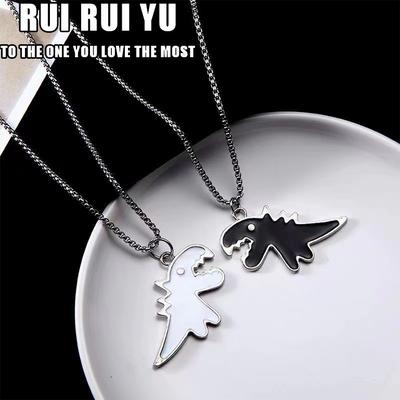 RUI RUI YU Niedliche Dinosaurier-Paar-Halskette, Liebhaber-gepaarte Anhänger, Freunde, Halskette, Hiphop-Punk-Halsband für Männer und Frauen, Schmuck