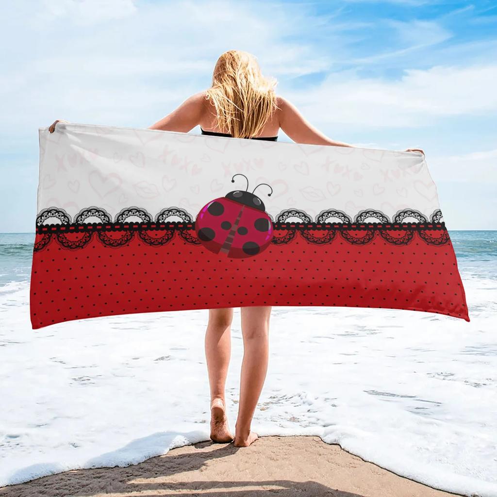 Ladybug Beach Towel Microfiber Cartoon Insect Bath Towel Quick-dry Swimming Cover Soft Portable Camping Sport Spa Travel Towels