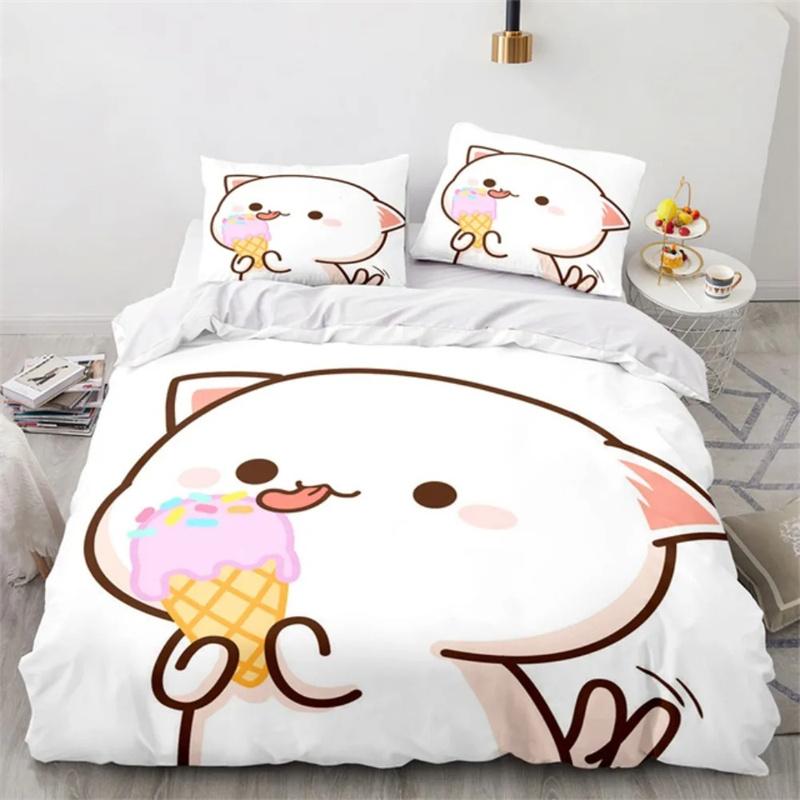 Premium Cartoon Peach Cat Duvet Cover Goma Cute Cats Duvet Cover Interesting Cat Queen King Size For Children Girls Bedroom Decorations