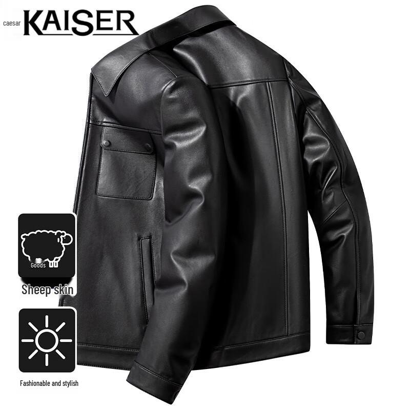 

KAISER Men s Genuine Sheepskin Motorcycle Leather Jacket 3XL