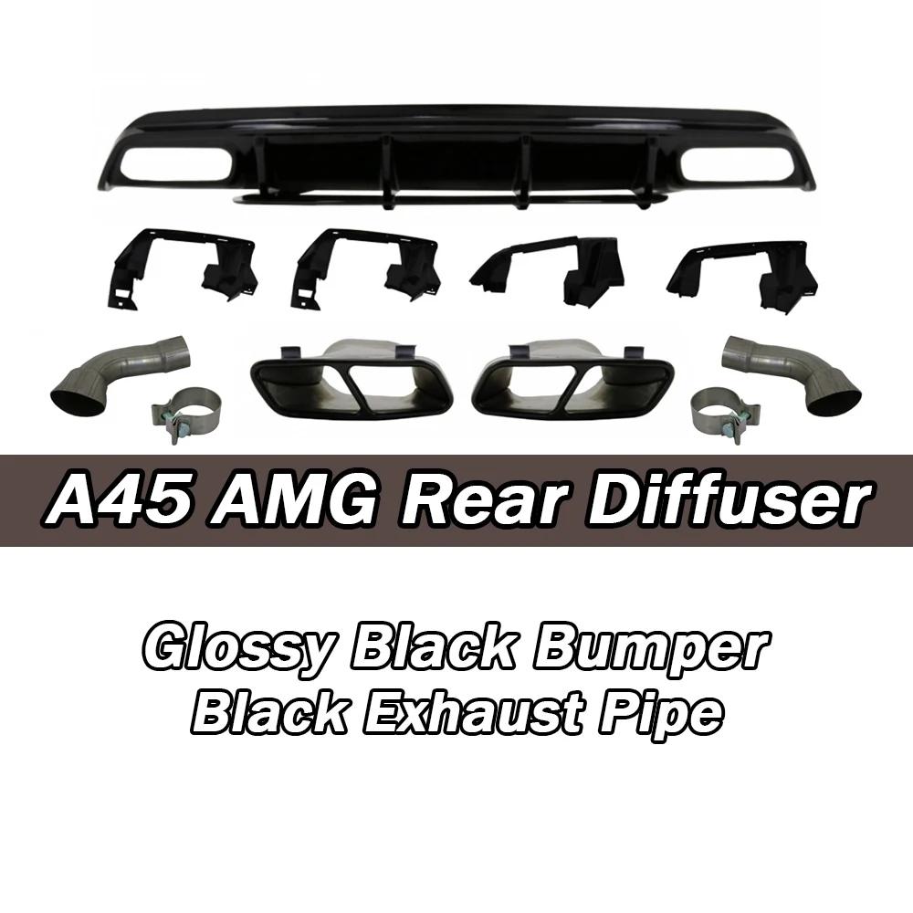 XVIP Red Glossy Black Rear Diffuser With Exhaust Pipe For Mercedes Benz A-Class W176 A200 A45 AMG 2013-18 Bumper Car Accessories