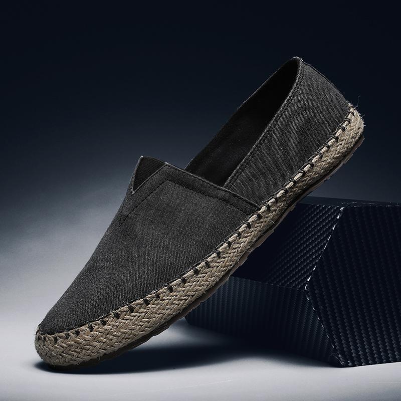 Man Espadrilles Hemp Canvas Flat Shoes Men Sewing Flax Shoes Slip On Loafers Casual Shoes Plus Size Fisherman Driving Footwear