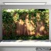 2D Outdoor Garden Fence Backdrop Sunlit Ivy Vines Photo Booth Background
