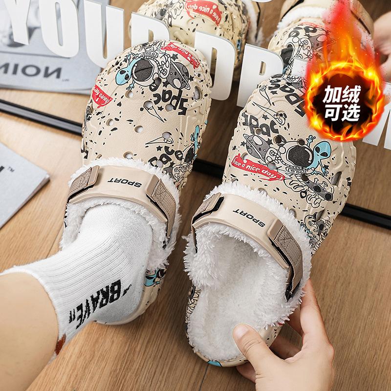 Winter und Sommer zwei Tragevarianten abnehmbarer Beutelkopf Strandschuhe leicht große Größe Lochschuhe weiche Sohle Baumwollschuhe Herrenschuhe