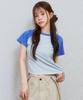 KIJIKO Ke403. Back Logo Raglan Tee Blue