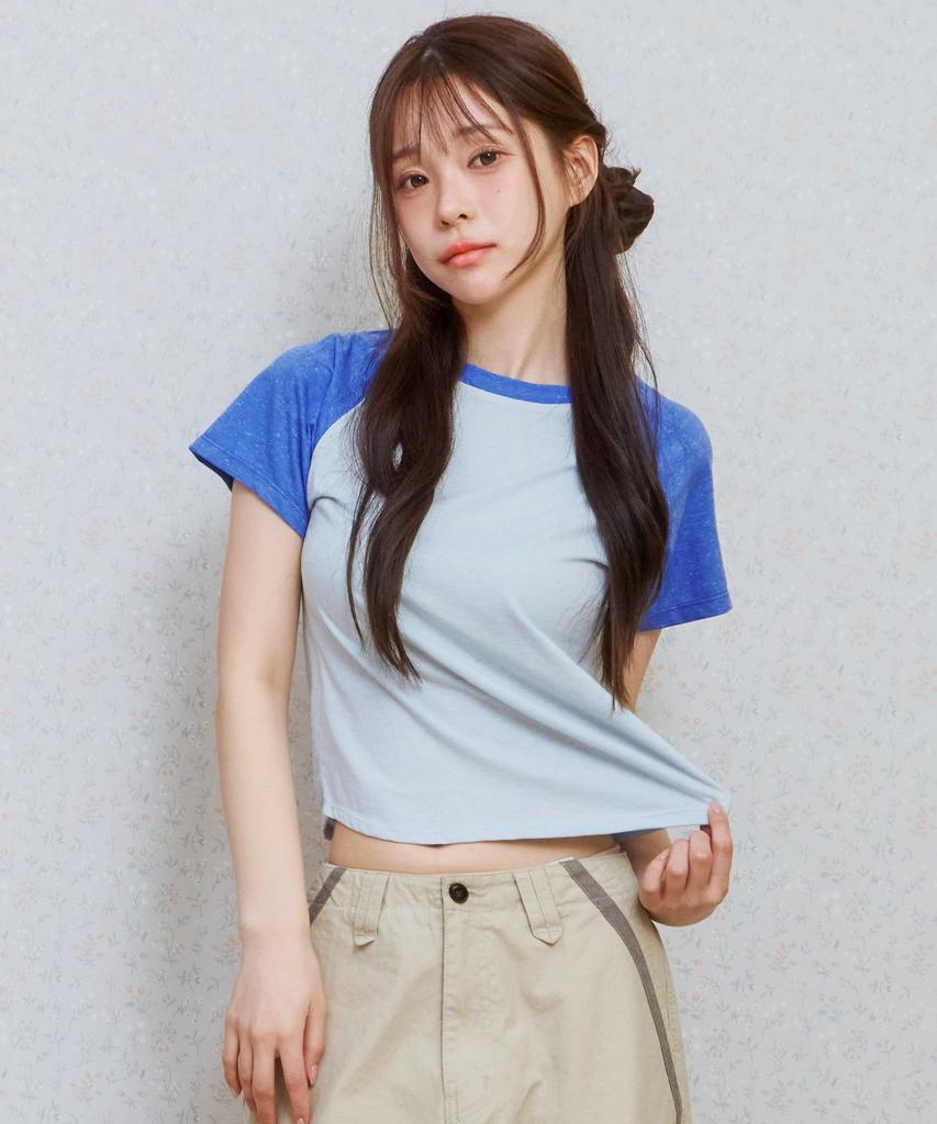 KIJIKO Ke403. Back Logo Raglan Tee Blue