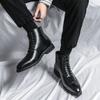 Men’s High Boots Wingtip Dress Formal Leather Boots Colorant Match Tuxedo Wedding Blazers Saddle  Shoes Large Size