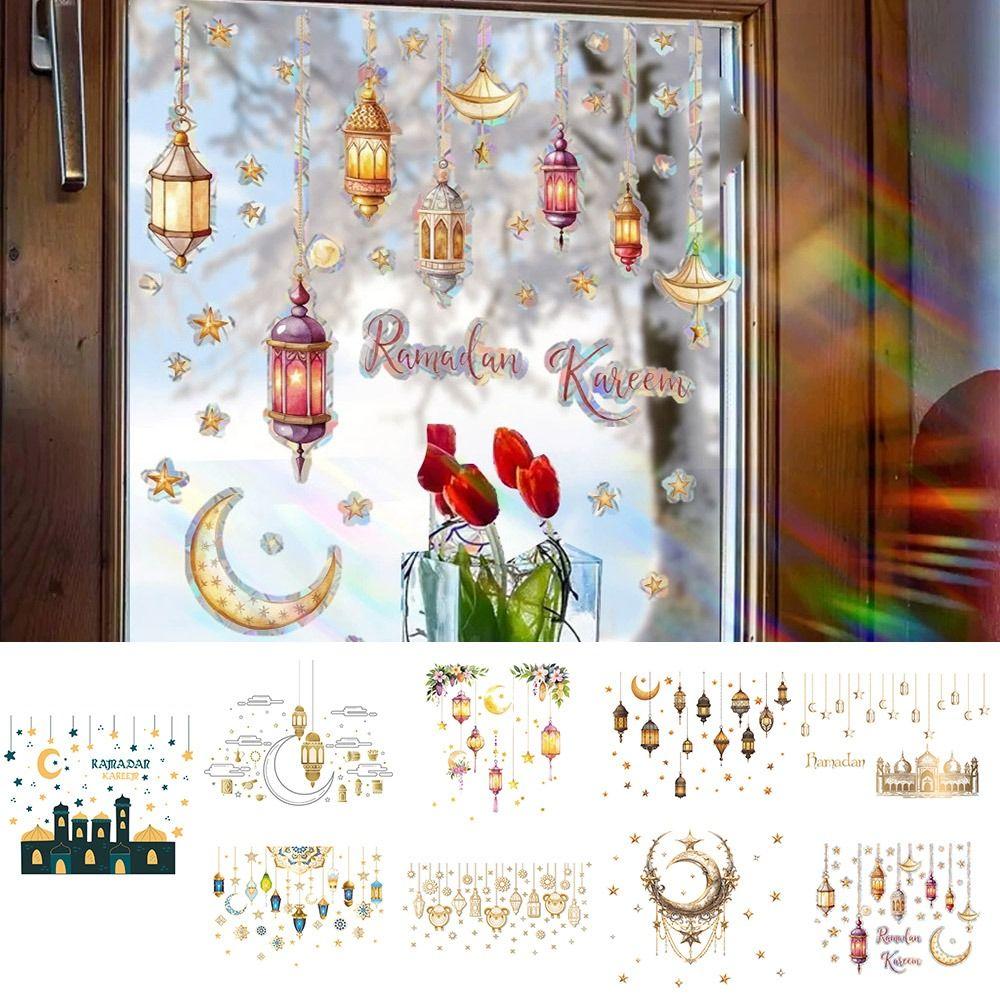 Multicolor Eid Mubarak Wall Stickers Star Moon Mural Ramadan Kareem Decals  Home Decoration