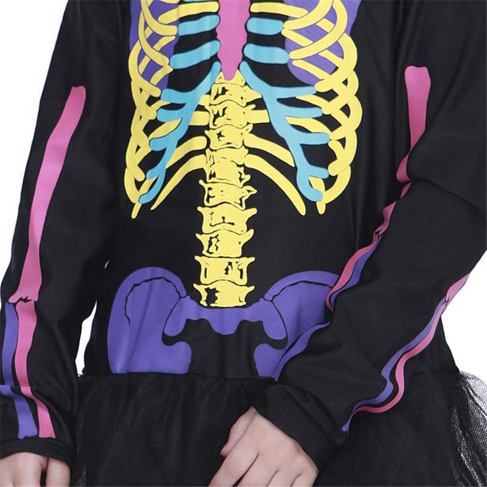 Jenter Halloween Multi-Color Skjelett Bones-Print Dress Costume