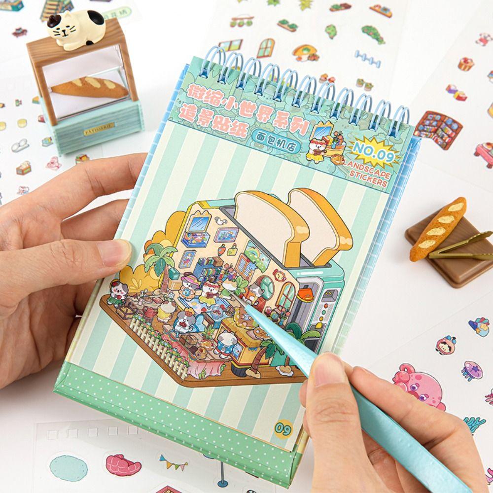 10-in-1 3D Landscape Sticker Decompression DIY Cabin Scene Sticker Miniature Scene Collage  Gift