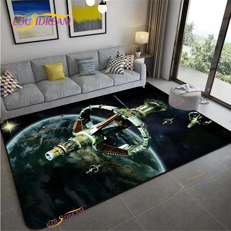 3D Space Ship Station Carpet for Living Room Bedroom Table Cinema Rug Kitchen Door Kids Un-slip Floor Mat Alfombra Birthday Gift