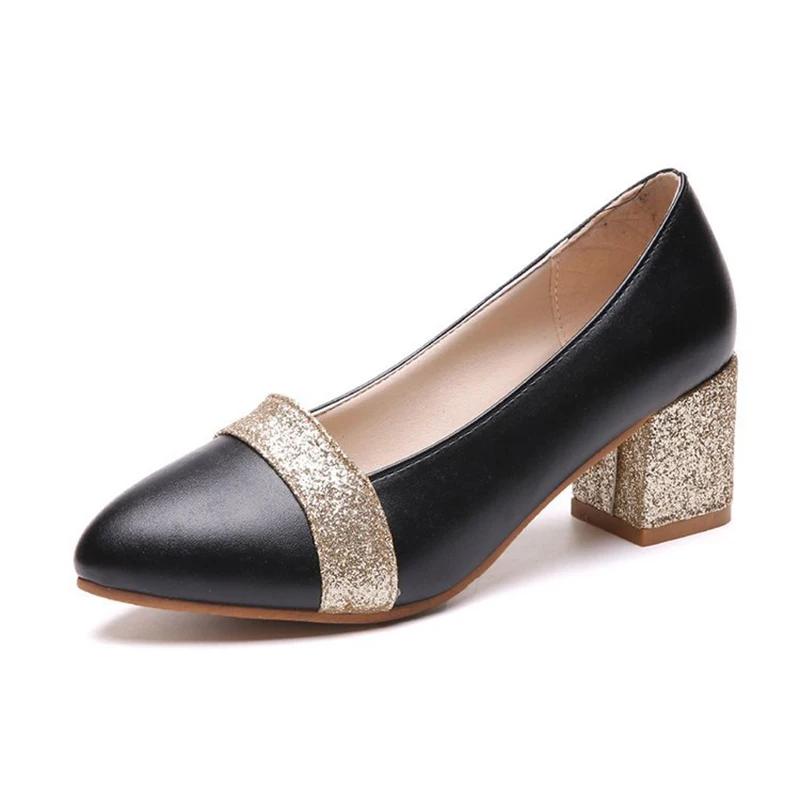 Mode Damen Pumps Süßer Stil Quadratischer Hoher Absatz Sandalen Pailletten Spitzschuh Frühling und Herbst Elegant Flach Damen Schuhe