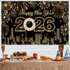 Black Gold 2026 New Year Backdrops Colorful Balloon Photo Background Party Background  Photo Studio