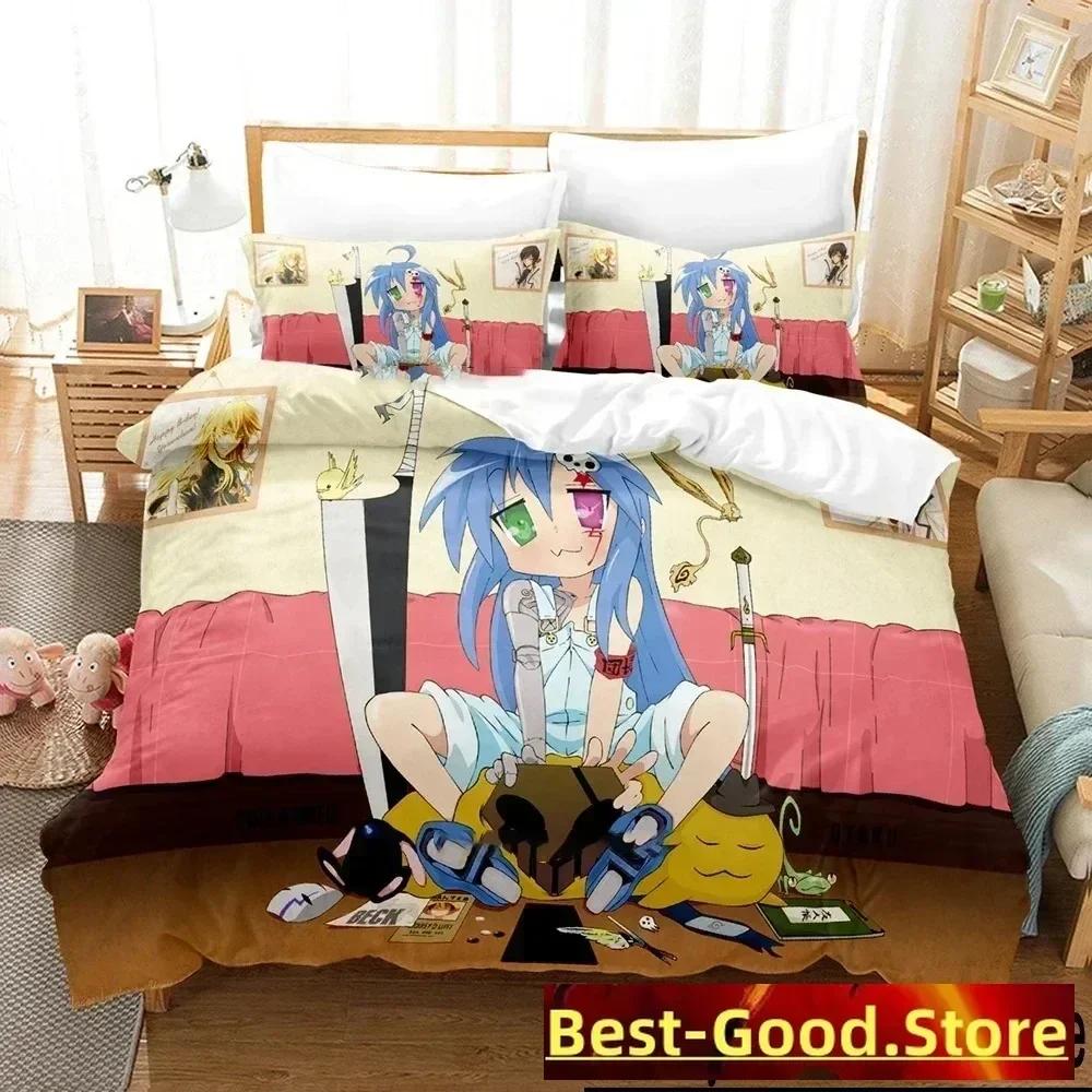 Anime Konata Izumi Lucky Star Bedding Set Printed Bed Set With Pillowcase Bed Duvet Cover Soft Queen King Size Bedclothes Home