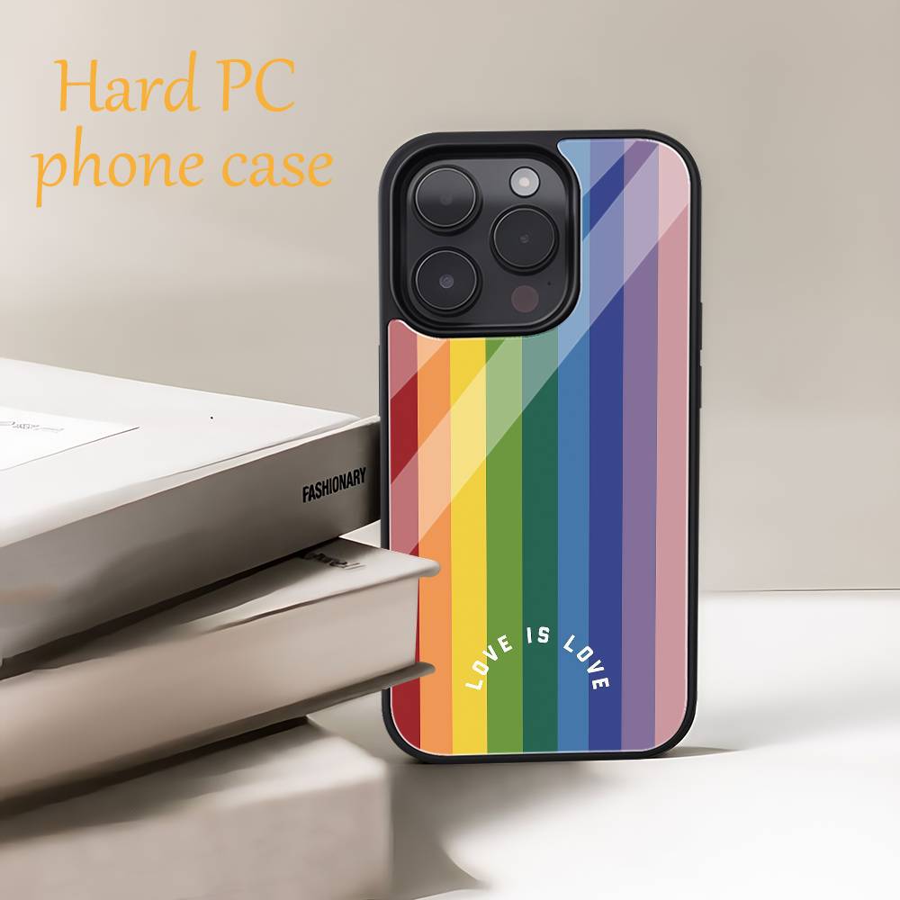 Rainbow Love Is Love Pride Phone Case Black Hard Plastic Phone Case For Iphone 17 Air 16 15 14 13 12 11 Pro Max PC TPU Ins Case