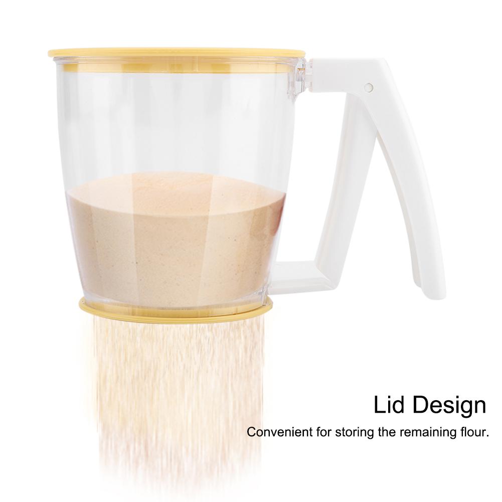 

Hand held Cup Flour Sifter Strainer Powder Mesh Sieve Baking Supplies Tools with Lid чёрный