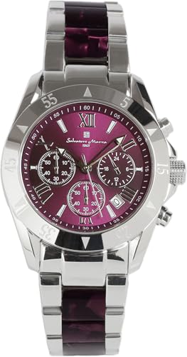 

Salvatore Marra Men s Chronograph Watch with Acetate and Two-Tone Strap, 20th Anniversary Limited Edition, Brand Ranking, Gift, SM23105-SSPLSV, Purple