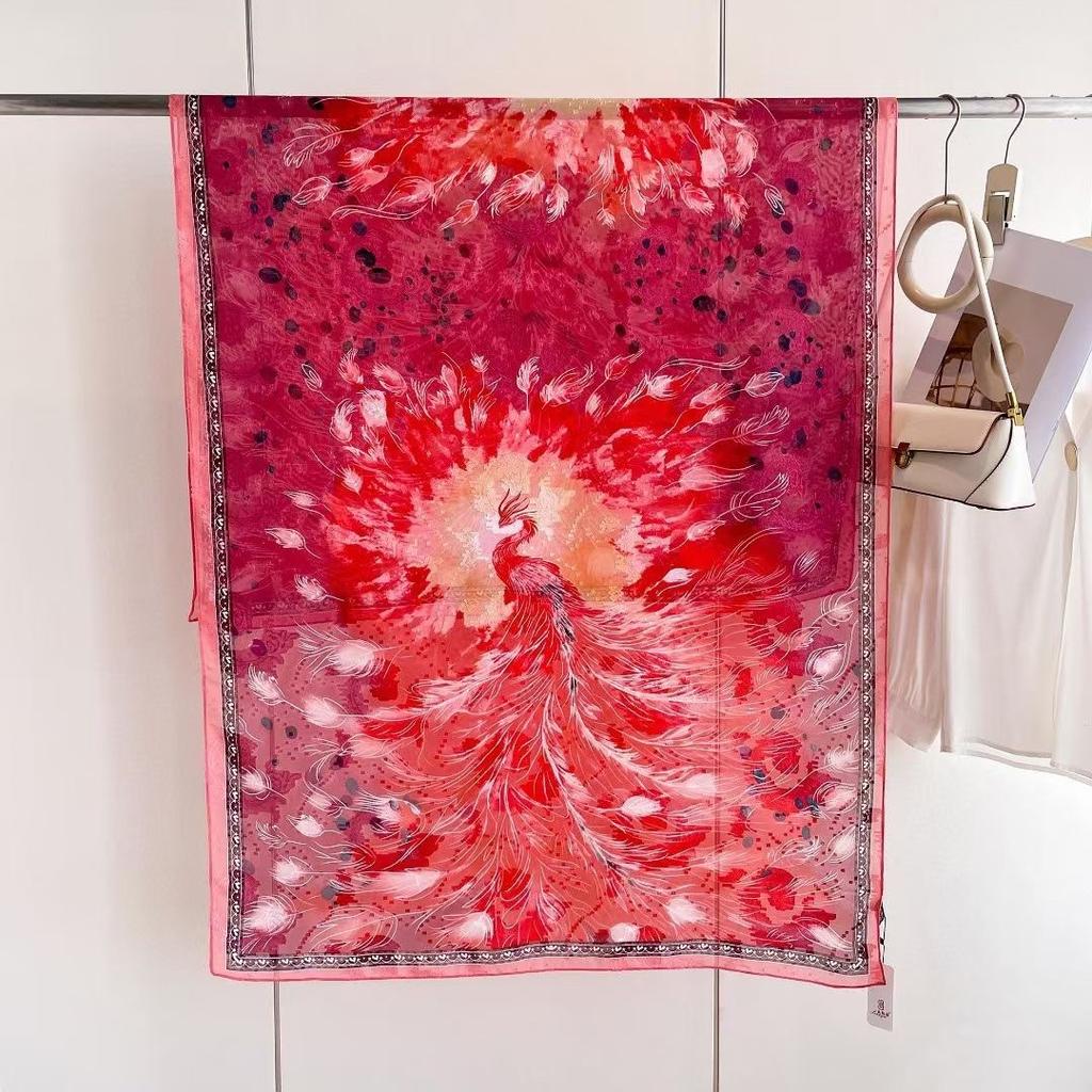New Style  Thin Chinese Style Jacquard High-end  Versatile Double-sided High-end Silk Scarf