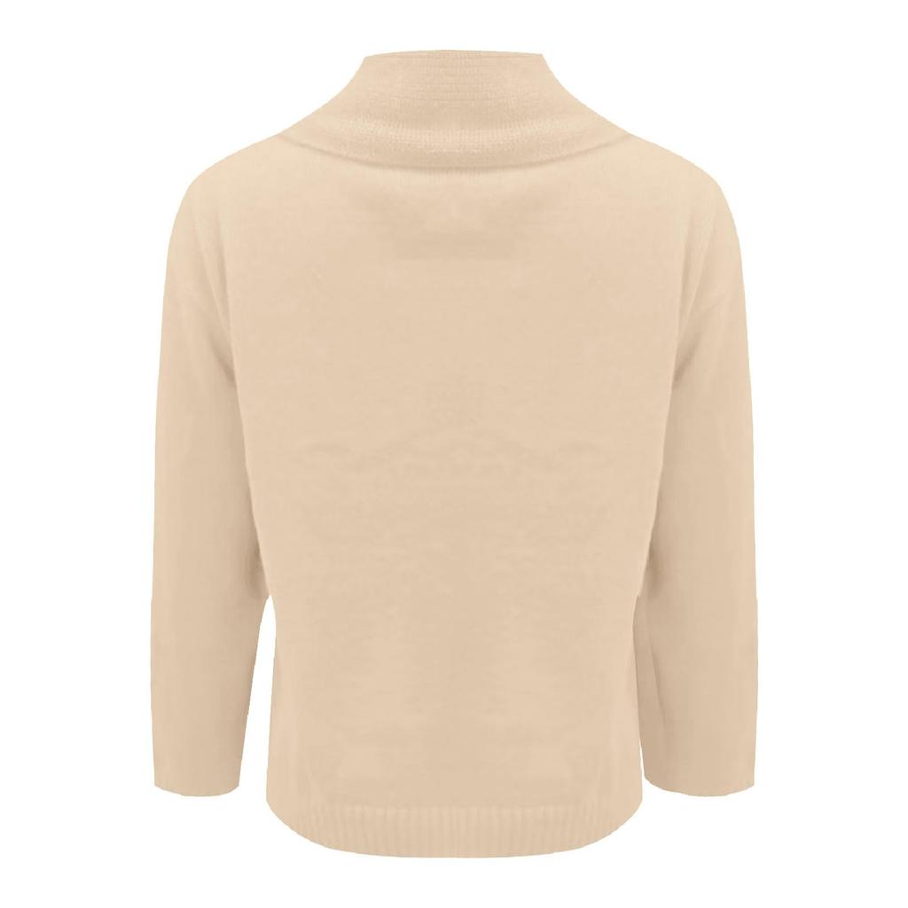 Women’s Long Sleeve Cowl Neck Pullover Sweater Knitwear Loose Fit Lightweight Soft Top for Casual Daily Wear