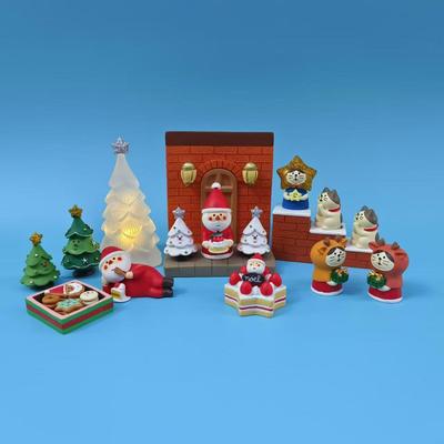 Japanische Katze Weihnachts-Harzfigur - Trendige Spielzeug-Actionfigur Blind Box DIY Dekorationspuppe - ZAKKA Kleine Weihnachtsfigur Geschenk