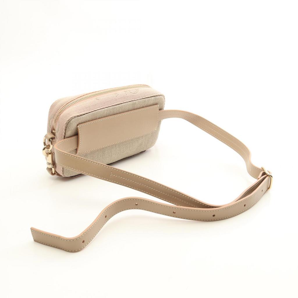 Used Chloe WOODY BELT BAG Shoulder Bag CHC23AS432 Canvas Leather Beige Pink Used Women