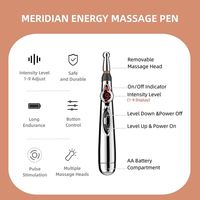 Electronic Acupuncture Point Massage Pen Multi-Function Meridian Press Energy Therapy Power Pen Pain Relief Tool