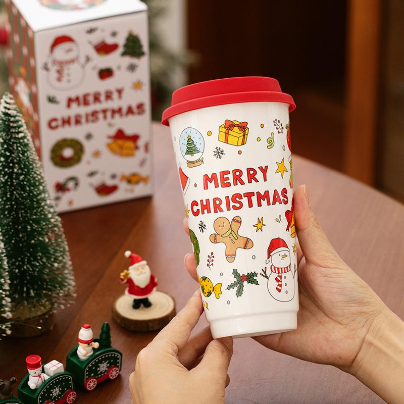 Christmas Ceramic Mug, Home and Office Tumbler, Cute Coffee Cup as a Gift for Birthday or Souvenir