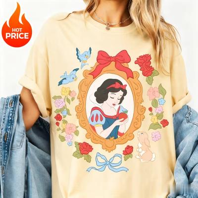 Sommer Disney Schneewittchen Grafik T-Shirt Herren Damen Mode Baumwollqualität Lässig Locker Kurzarm Klassisch Unisex