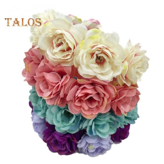 Imitation Rose Flower Headband Retro Fake Flower Decor Crown Headband Women Headpiece Hair Hoop Party Decor