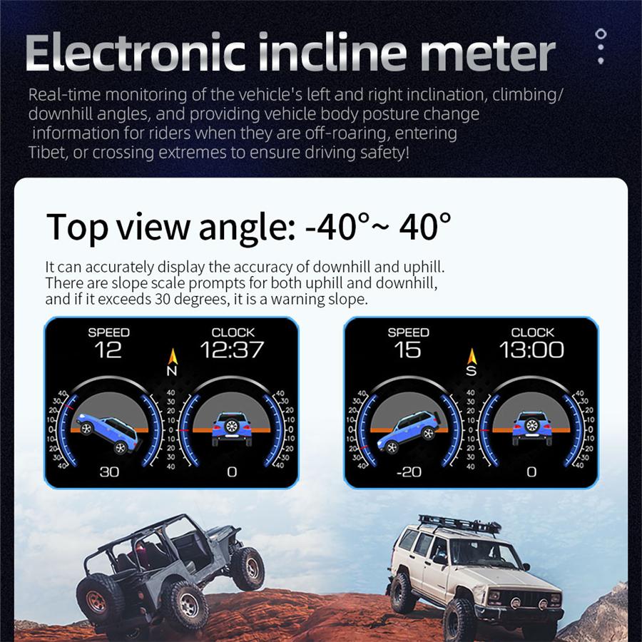 Samochodowy HUD OBD2 GPS Miernik nachylenia Prędkościomierz Alarm przekroczenia prędkości Napięcie Temperatura wody