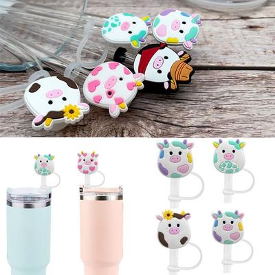Reusable Silicone Straw Topper Food Grade Materials Straw Cover Cap Drinking Straws Plug Home Kitchen Party Supplies