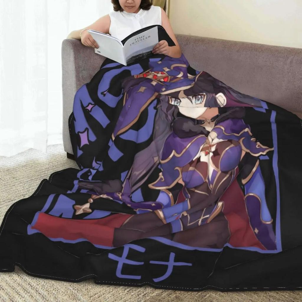Koce polarowe Mona Genshin Impact Anime Game Niestandardowe koce do rzucania dla domu 125 * 100 cm