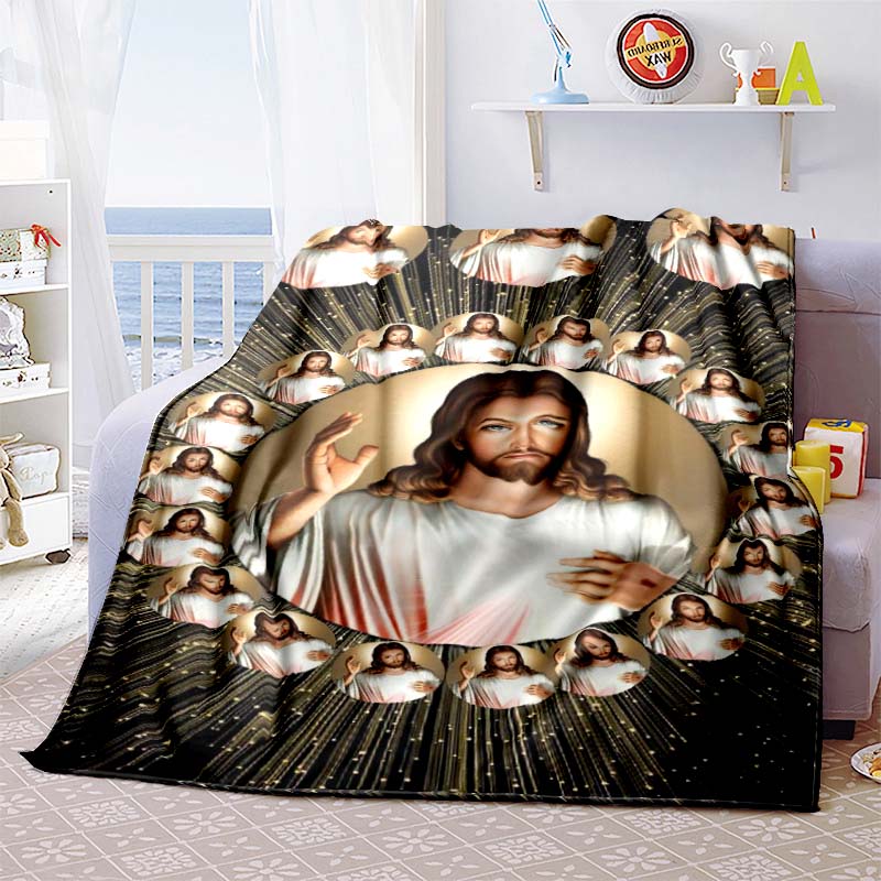 A Flannel Blanket Blessed by the Virgin Mary and Jesus, Suitable for Home Use, Including Bedrooms, Beds, Sofas, and Picnics.