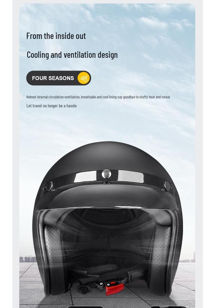 Retro Unisex Motorcycle Half Helmet - Stylish and Electric Vehicle Compatible