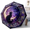 Black Cat Print Folding Umbrella, Stylish and Cool, Ideal for Daily Commutes, Lightweight and Durable, Large Size, Adjustable, Perfect for T