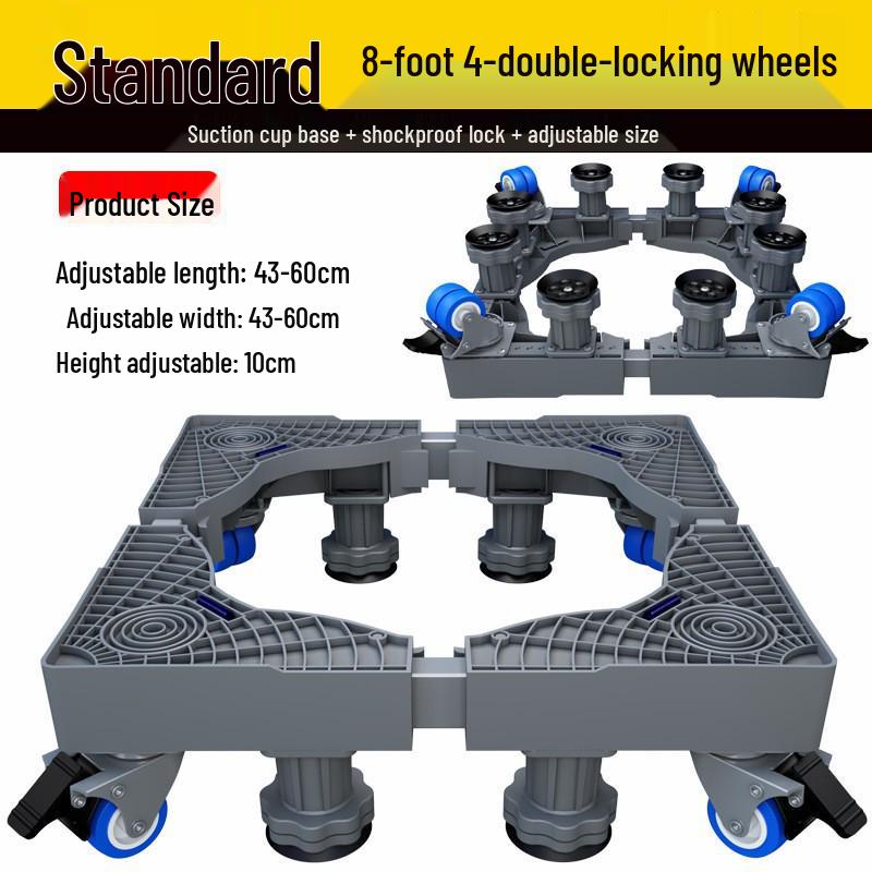 Grauer Verstellbarer Mobiler Waschmaschinenständer mit Rädern und Bremsen