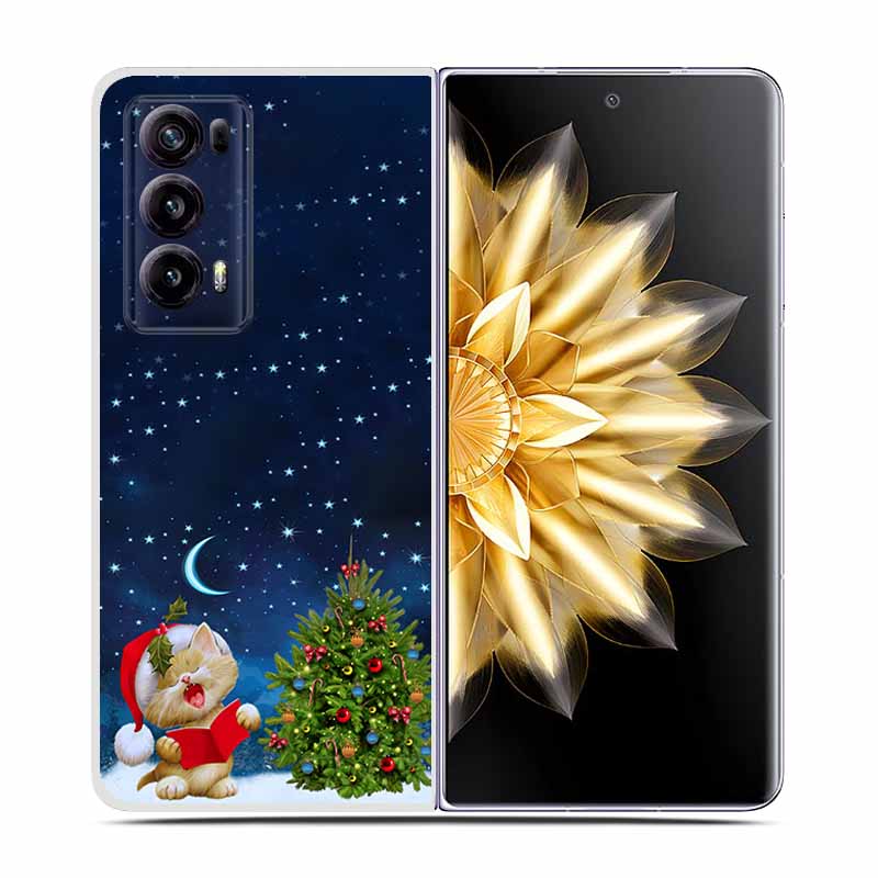 For Honor Magic V2 Case VER-AN1 Christmas Cute Clear Hard Plastic PC Back Cover For Huawei Honor Magic V2 5G Coques Cartoon Bags
