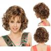Premium Synthetic Wigs for Elder Women Mixed Blonde Curly Wig with Bangs Natural Hair Styles Mommy Wig Short Old Lady Costume