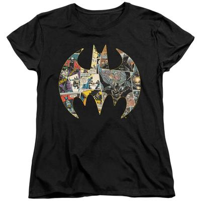Dámské tričko Batman Koláž Štít Černé Oficiálně licencované