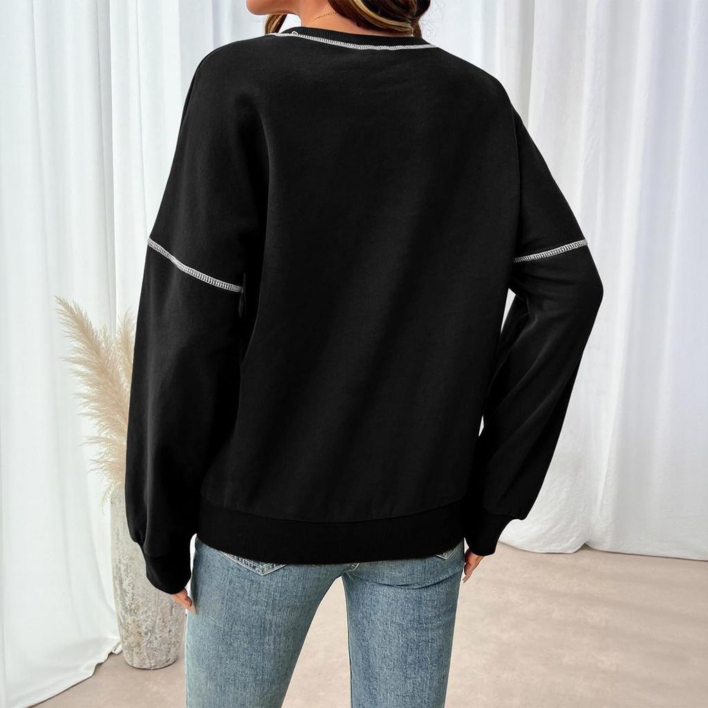 Women's Casual Pullover Sweatshirt with Neck, Loose Fit, Long Sleeve for Everyday Wear