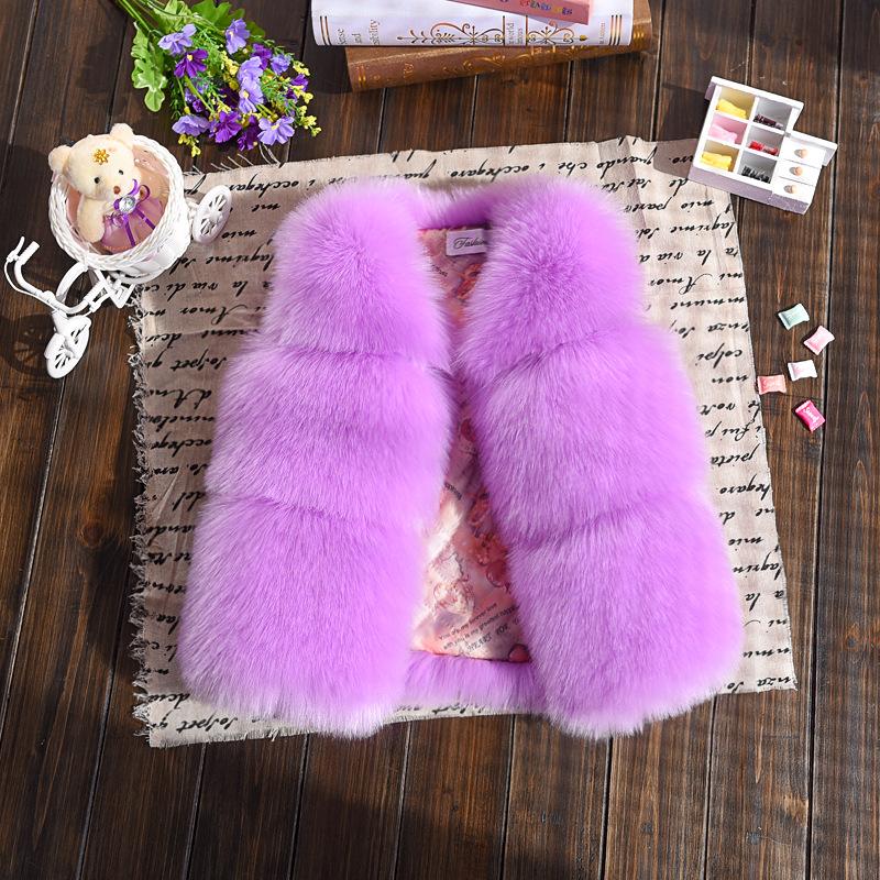 2024 Autumn and Winter Girls Clothes Children's Fur Vest Thickened Cotton Solid Color Coat Wool Fake Fur Jacket