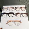 Vintage  Anti-Blue Light Eyeglasses Women Computer Goggles Optical Spectacle Eyewear Korean Fashion Wood Leg Plain Glasses