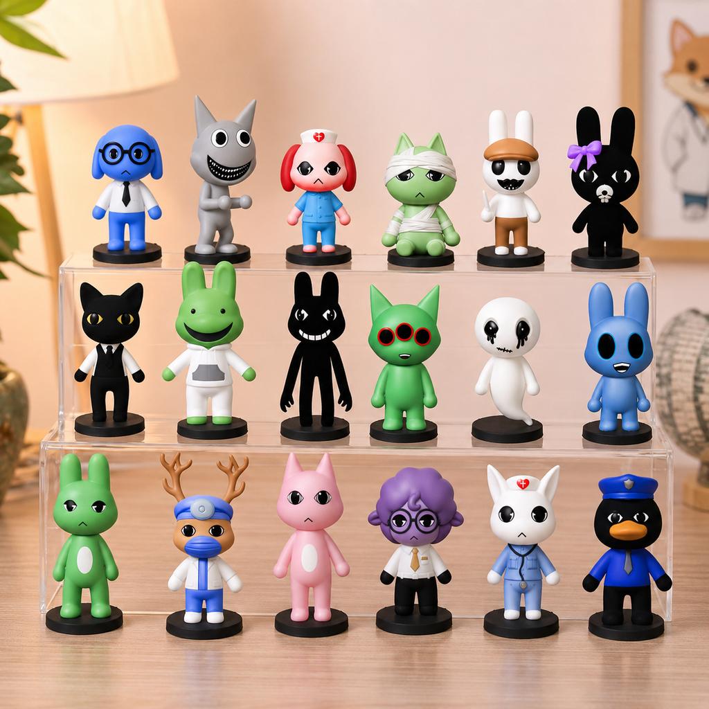 6/12/18pcs Model Game Animal Hospital Figures Set Anomaly Cat Dog Penguin Bunny Figure Ornament Halloween Christma Gift
