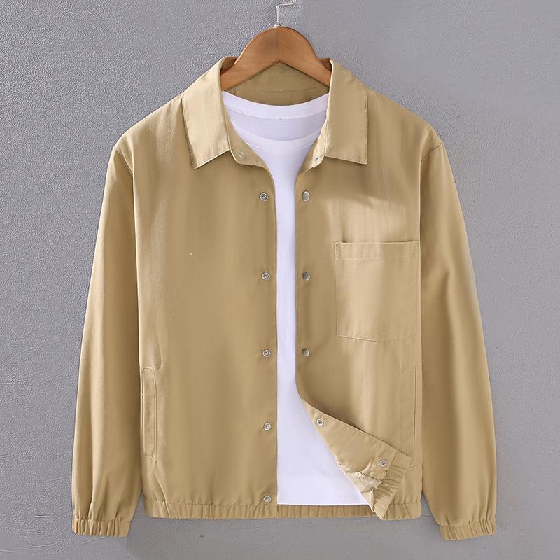 Japanese Style Lapel Collar Jackets for Men Spring Fall Daily Casual Men's Coat Solid Color Cotton Button Coat