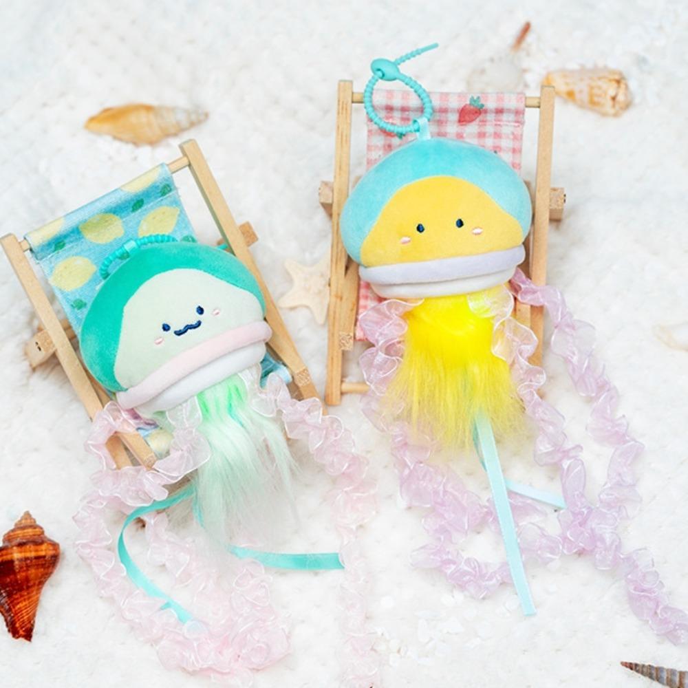 

Creative Luminous Jellyfish Keychain Electric Plush Jellyfish Pendant Backpack Decor Style D