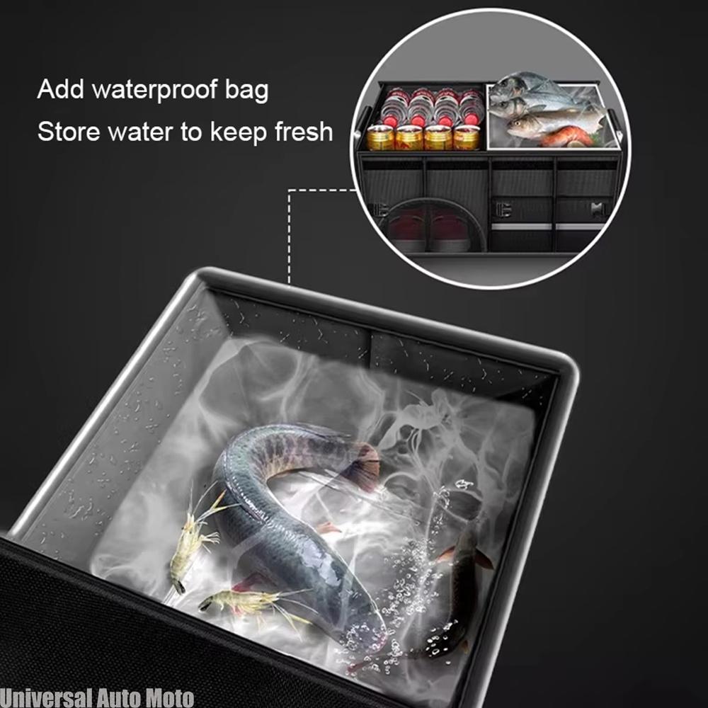 Portable Foldable Trunk Storage Box Waterproof Oxford Cloth Large Capacity Car Organizer for Camping Fishing Universal