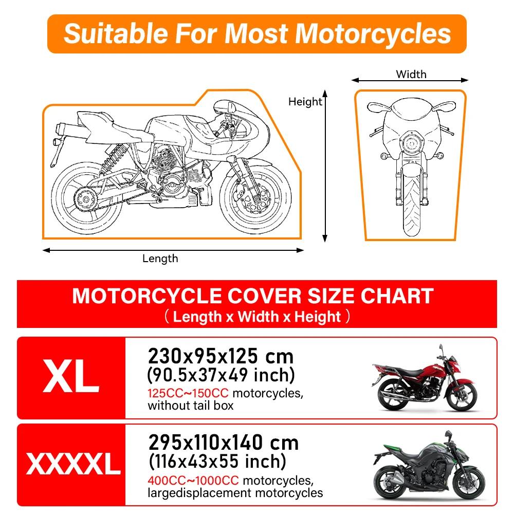 Universal 210D Motorcycle Cover Waterproof Outdoor Protection Against Dust Debris Uv Protection Oxford for All Season